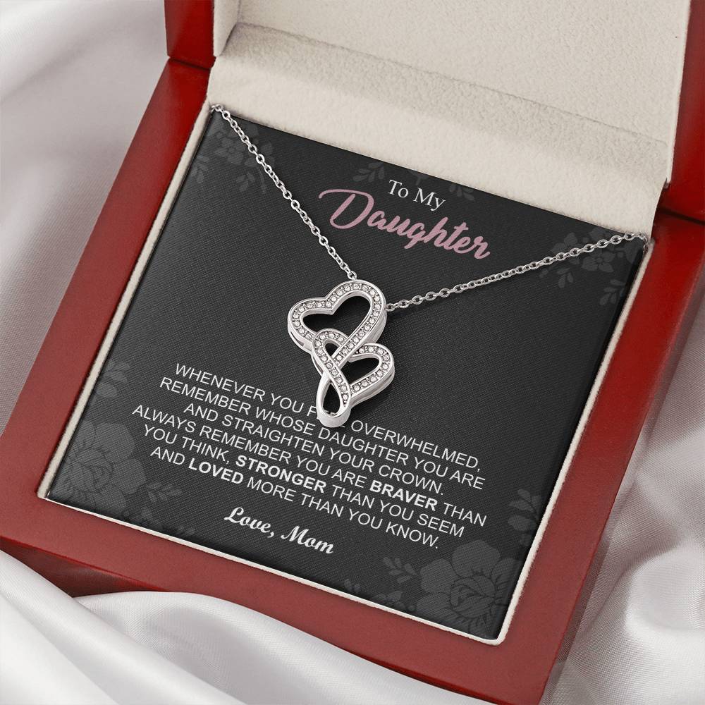To My Daughter Necklace - Mom To Daughter Double Heart Necklace Gift - Mom And Daughter Always Remember Gift From Mom 6 Double Hearts Necklace