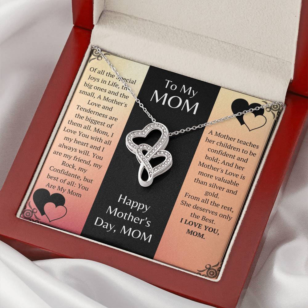 The Stunning A Beautiful Mother's Day Gift. Double Hearts Necklace