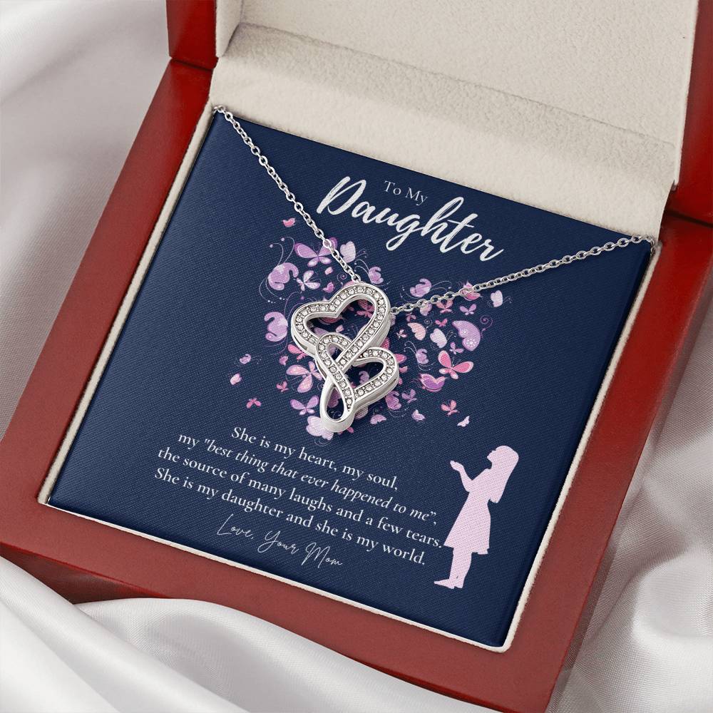 Daughter Gift - To My Daughter Necklace From Mom - Daughter's Birthday Gift - To My Daughter Necklace - Gift For Daugh Double Hearts Necklace