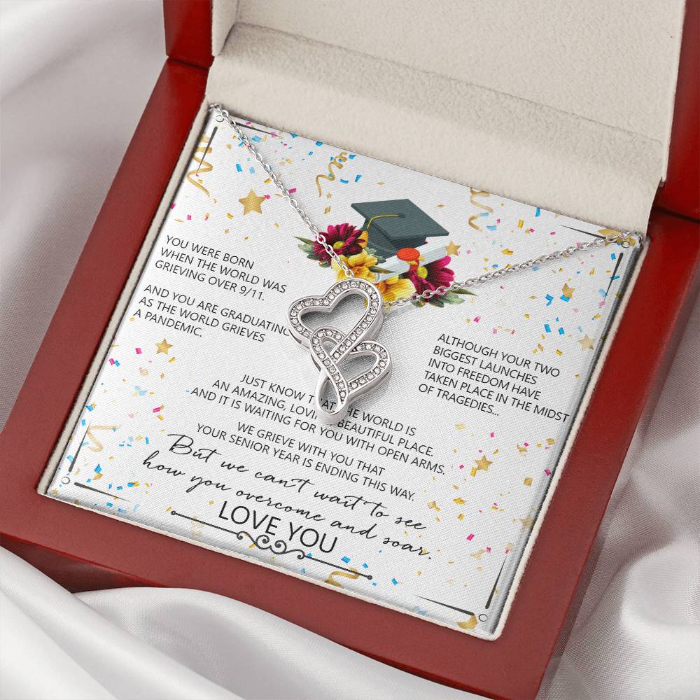 Graduation Gift Ideas - September 11 2001 - Gift From Mom Dad - Graduation Necklace - College Graduated Gift - Gift F Double Hearts Necklace