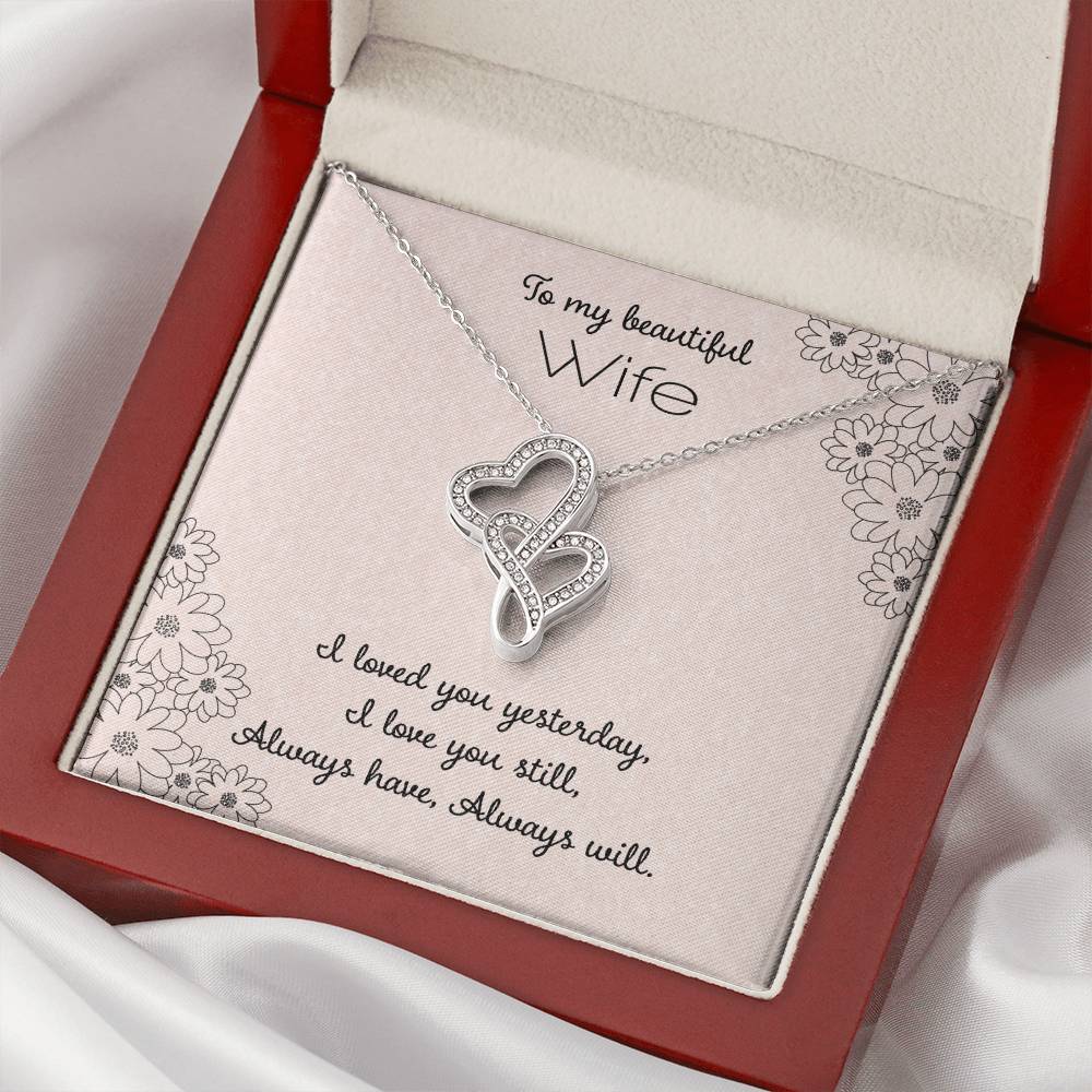 To My Beautiful Wife 2 Double Hearts Necklace
