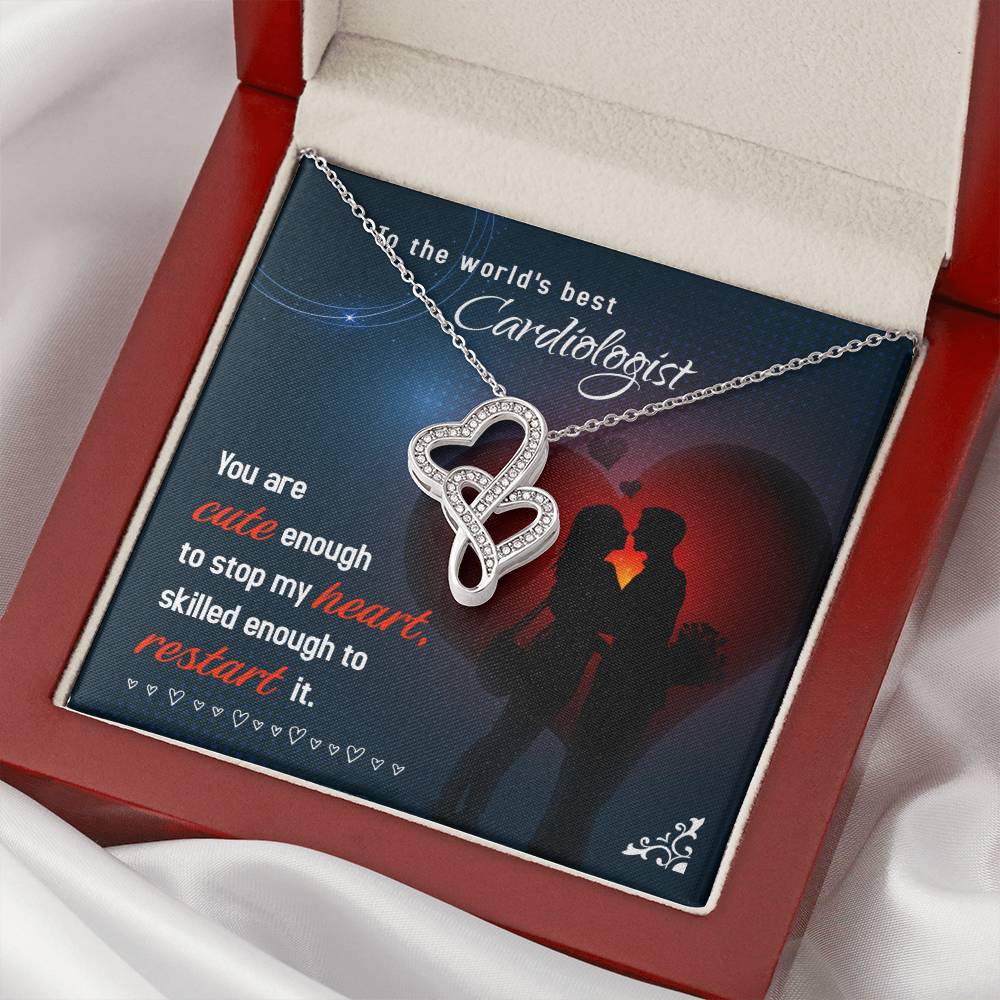 To The World's Best Cardiologist - Skilled Enough To Restart It - Double Hearts Necklace