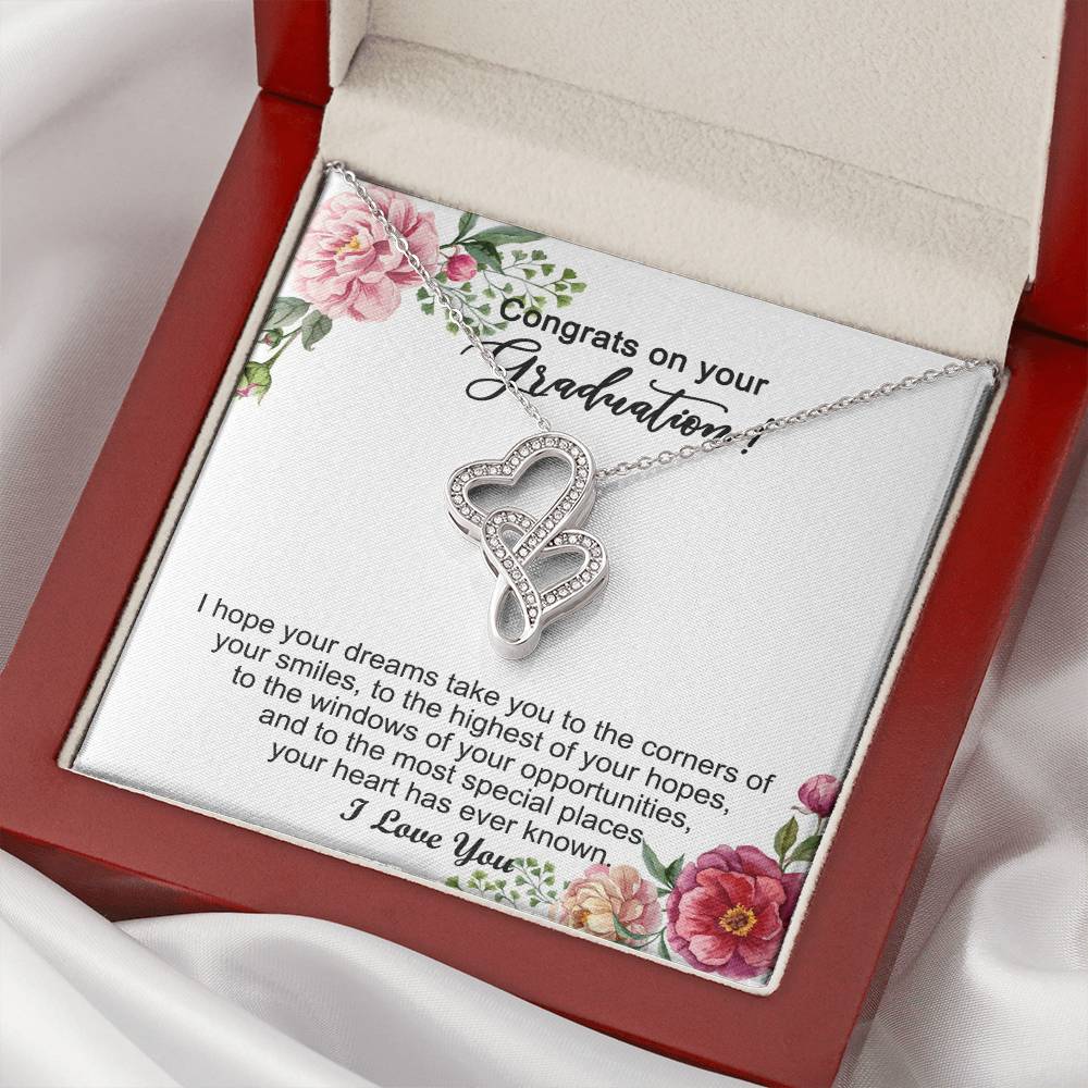 Graduation Gift For Girls Graduation Day - Necklace Double Hearts Necklace