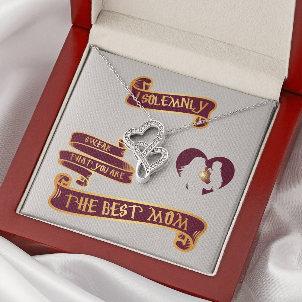 Mother's Day Gift - I Solemnly Swear That You Are The Best Mom Necklace - Birthday Gift For Mom - Necklace For Mom - M Double Hearts Necklace