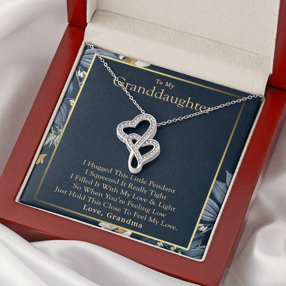 To My Granddaughter Love Grandma Double Hearts Necklace