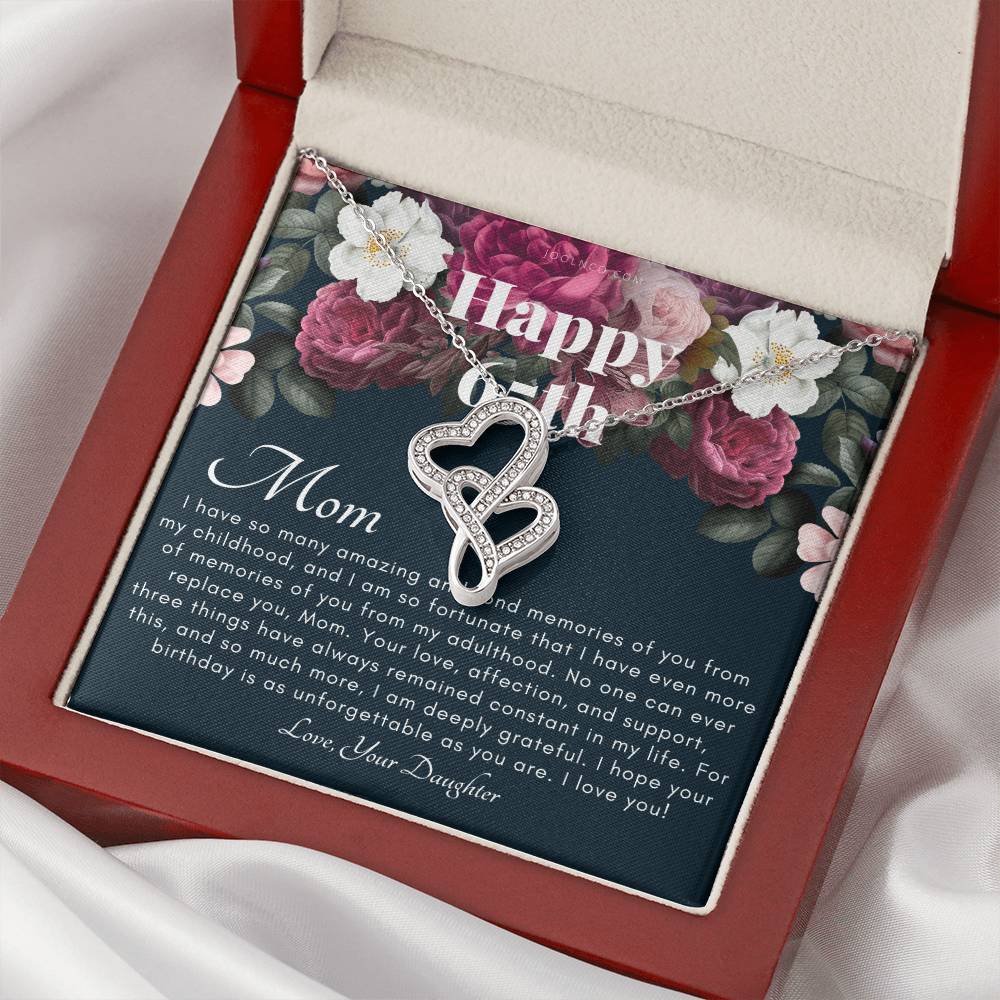Mother's 65Th Birthday Gift Gift For Mom On Her Birthday Gift For Mom From Daughter Mom Necklace Best Mom Gift Mes Double Hearts Necklace