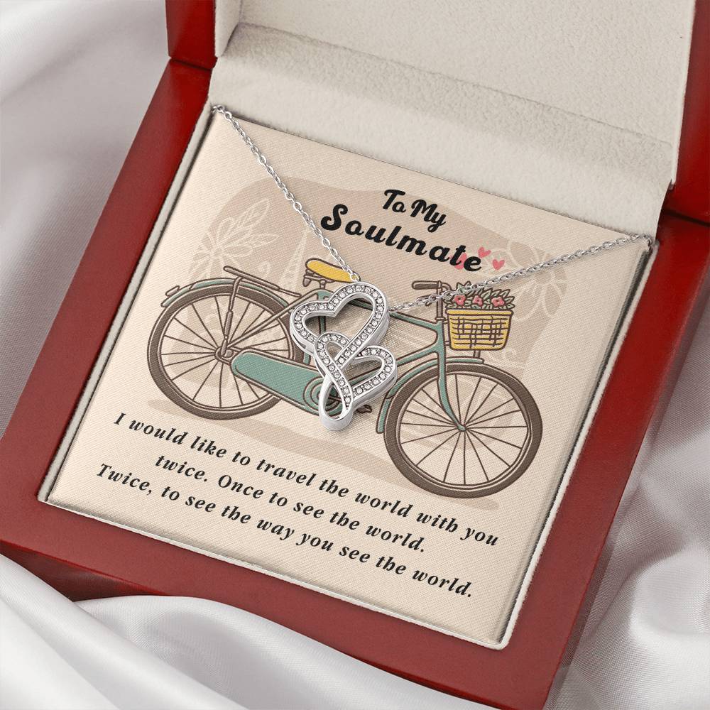 To My Soulmate Necklace For Soulmate Jewelry For Soulmate Romantic Meaningful Valentine’S Day Gift Forever Love Neckla Double Hearts Necklace