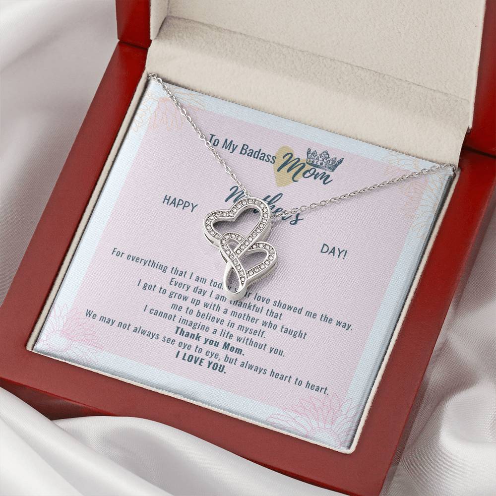 To My Badass Mom On Mother's Day Double Hearts Necklace