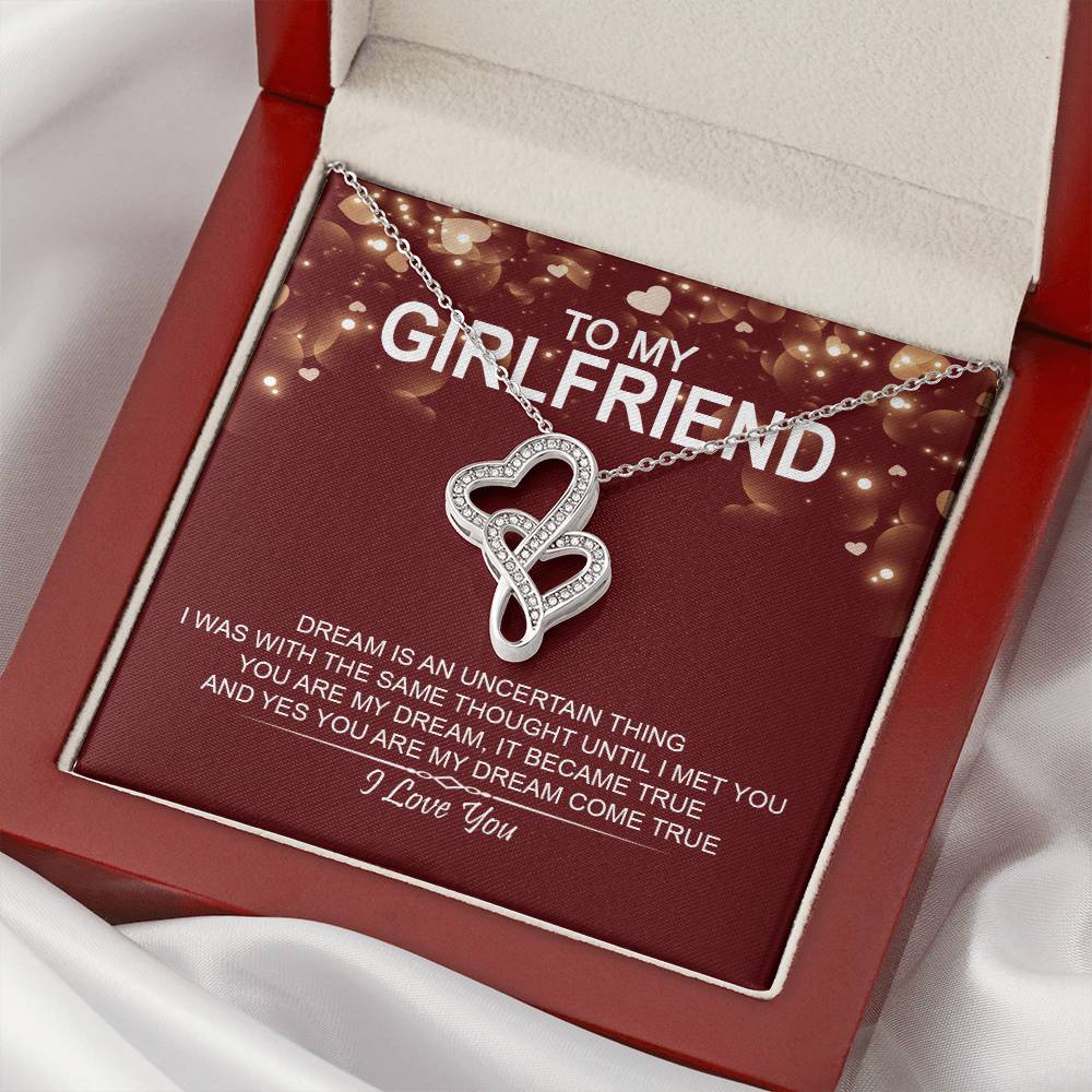 To My Girlfriend - I Love You Message - Tmgf04 Double Hearts Necklace