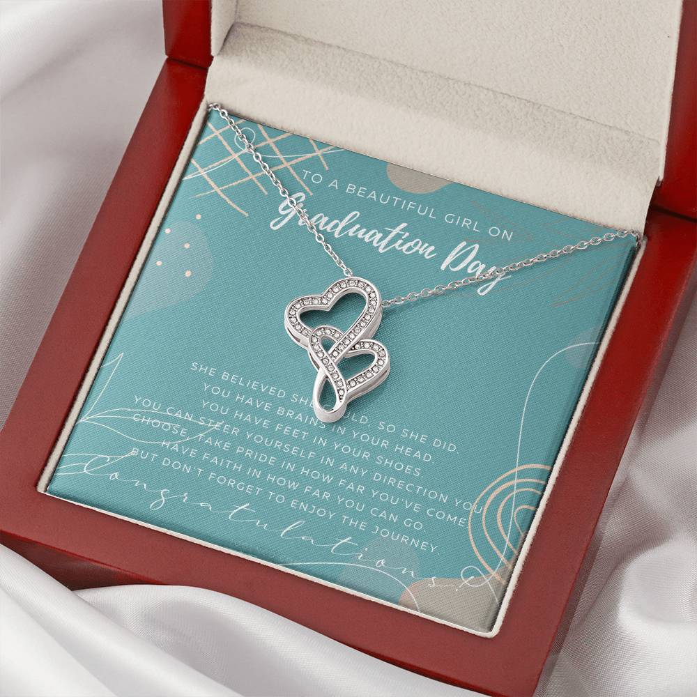 Graduation Gift Necklace Graduation Gift For Her College Graduation Gift For Her High School Senior Graduation Class O Double Hearts Necklace