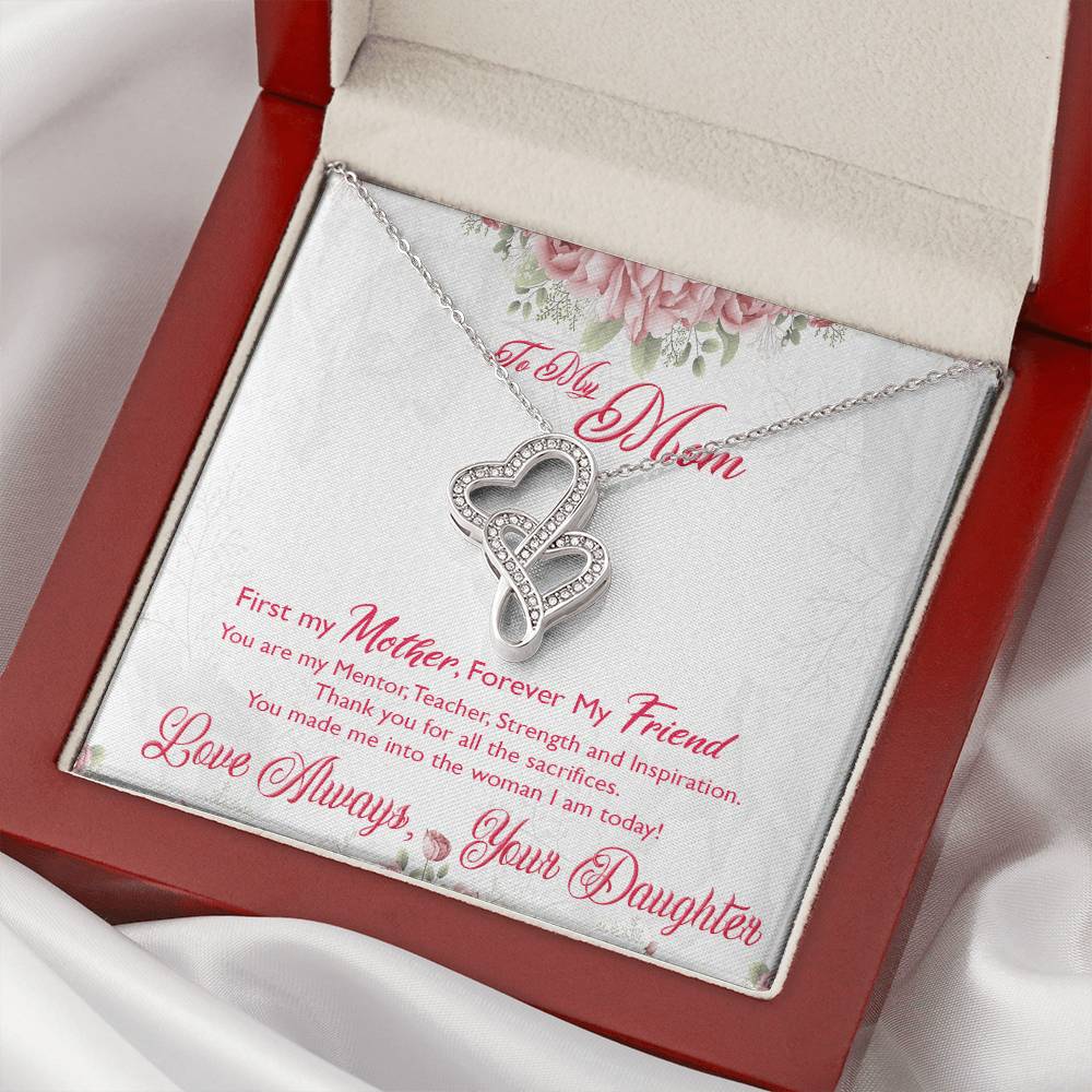 My Mother My Friend Entwined Hearts Necklace Double Hearts Necklace