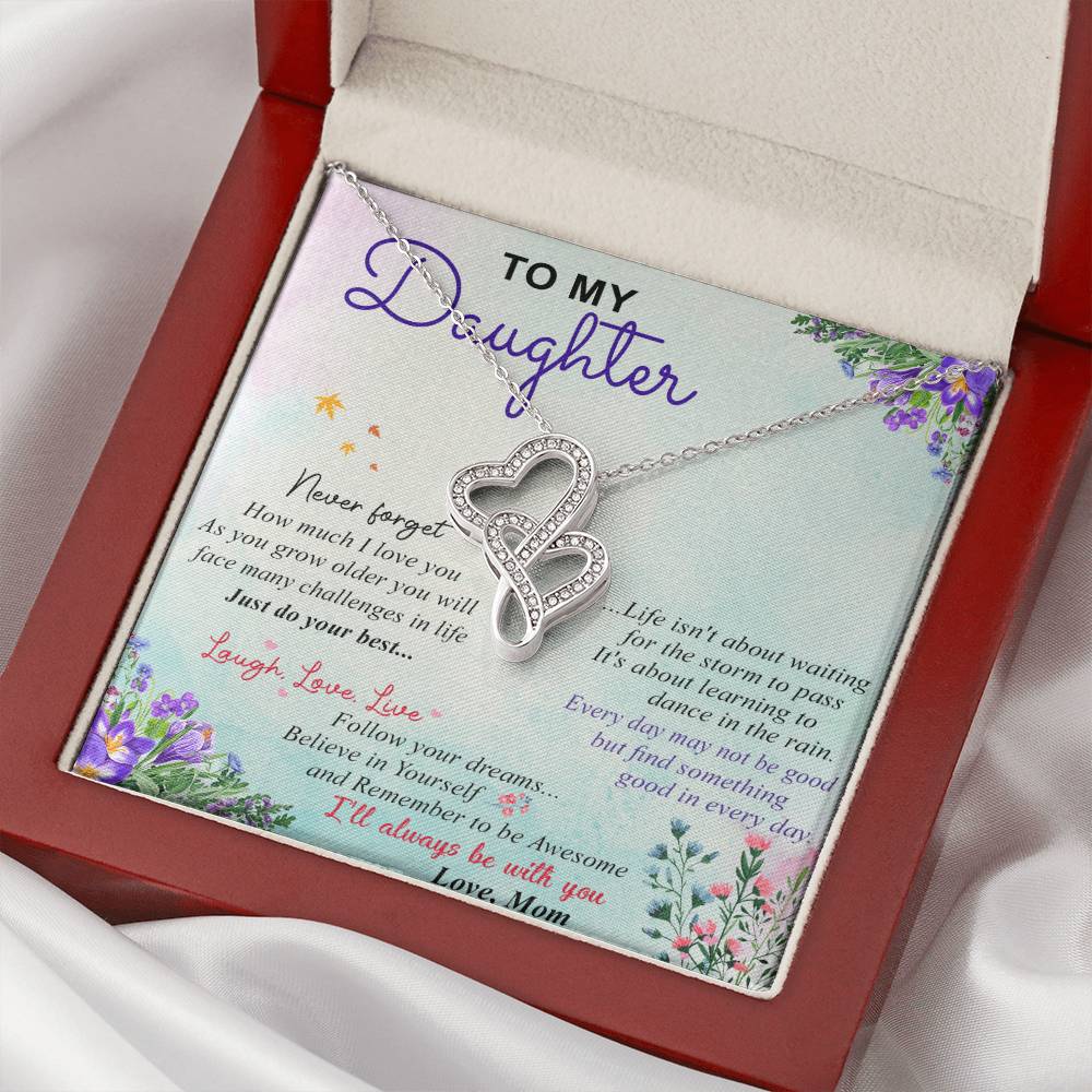 To My Daughter - 5 Double Hearts Necklace