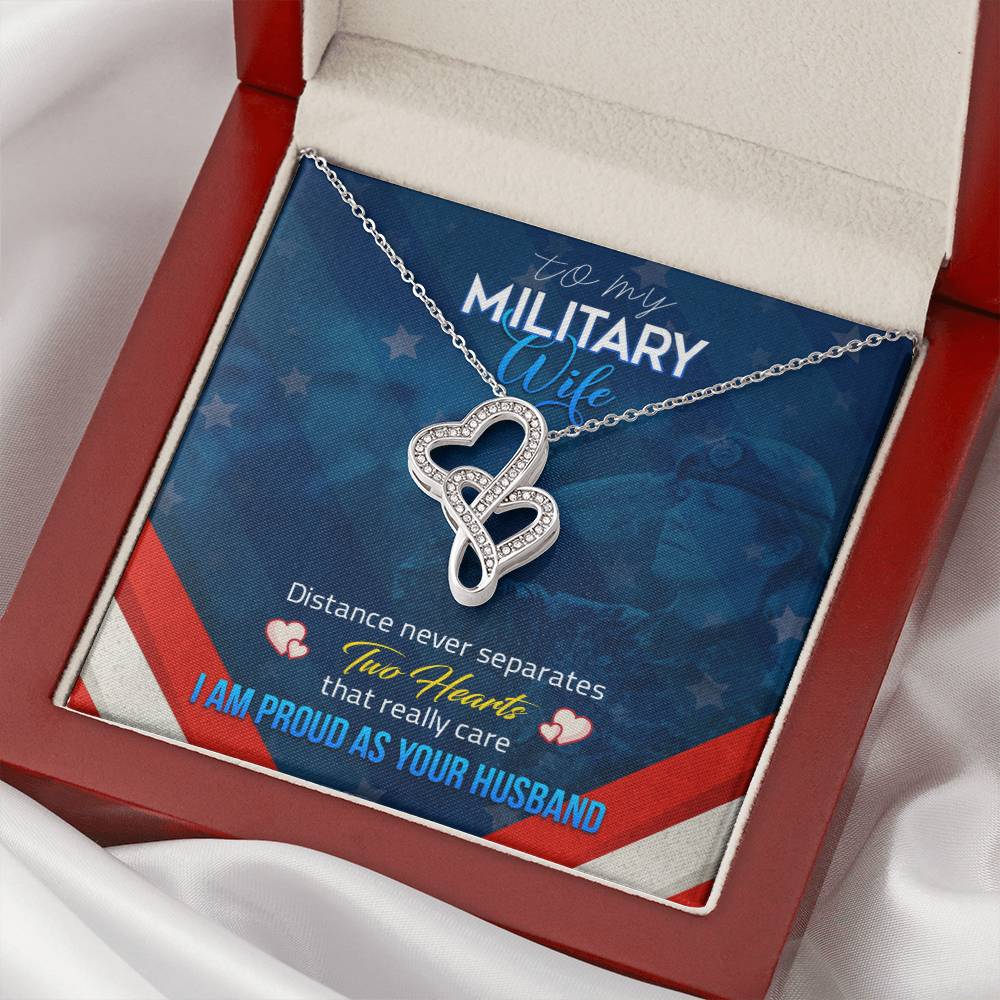 To My Military Wife 1 Double Hearts Necklace