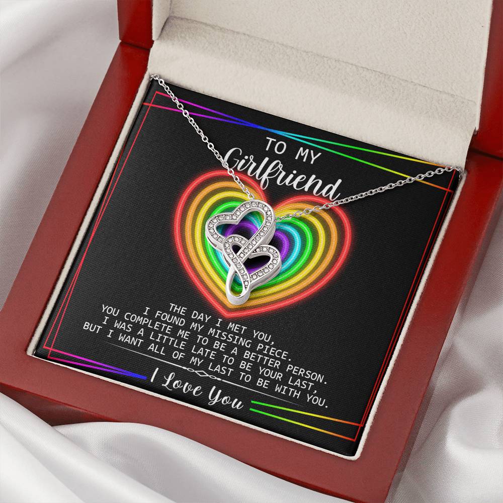 To My Girlfriend - I Love You Message - Tmgf06 Double Hearts Necklace