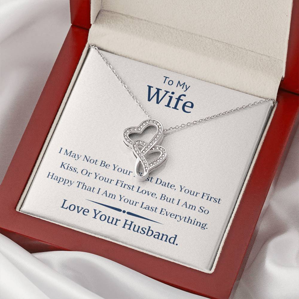 To My Wife Necklace Last Minute Birthday Gift Deep Love Messages For Wife Romantic Wife Gift Husband To Wife Necklace Double Hearts Necklace