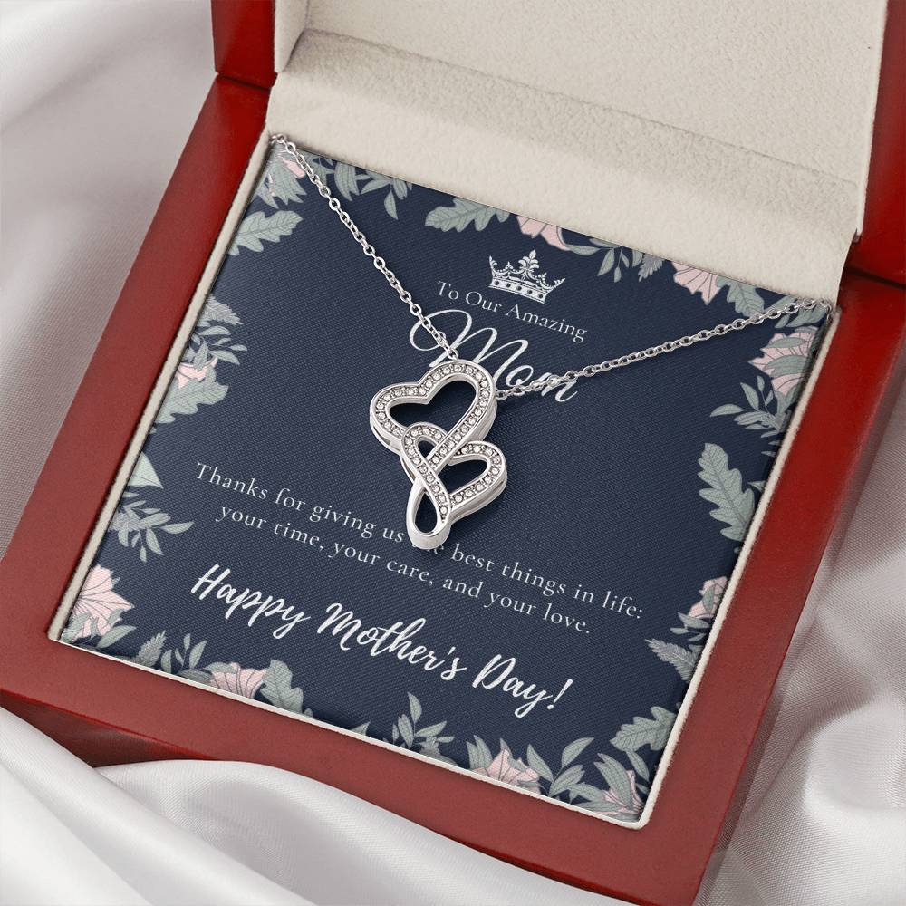 To Our Amazing Mom Necklace Happy Mother’S Day Gift Personalized Mom Gift Mothers Necklace Gift For Mom Best Mom Double Hearts Necklace