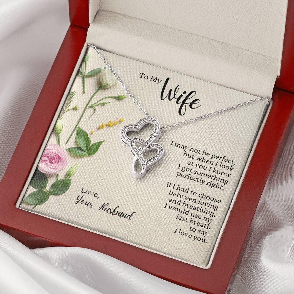 To My Wife - Last Breath - Necklace Double Hearts Necklace
