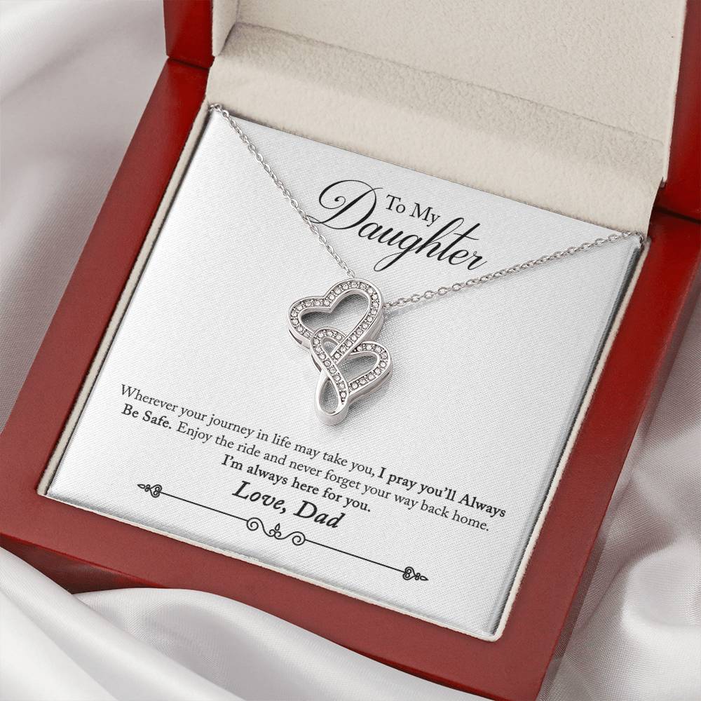 To My Daughter Necklace Christmas Gift From Dad - Forever Love Daughter Necklace On Christmas Day - Dad And Daughter N Double Hearts Necklace