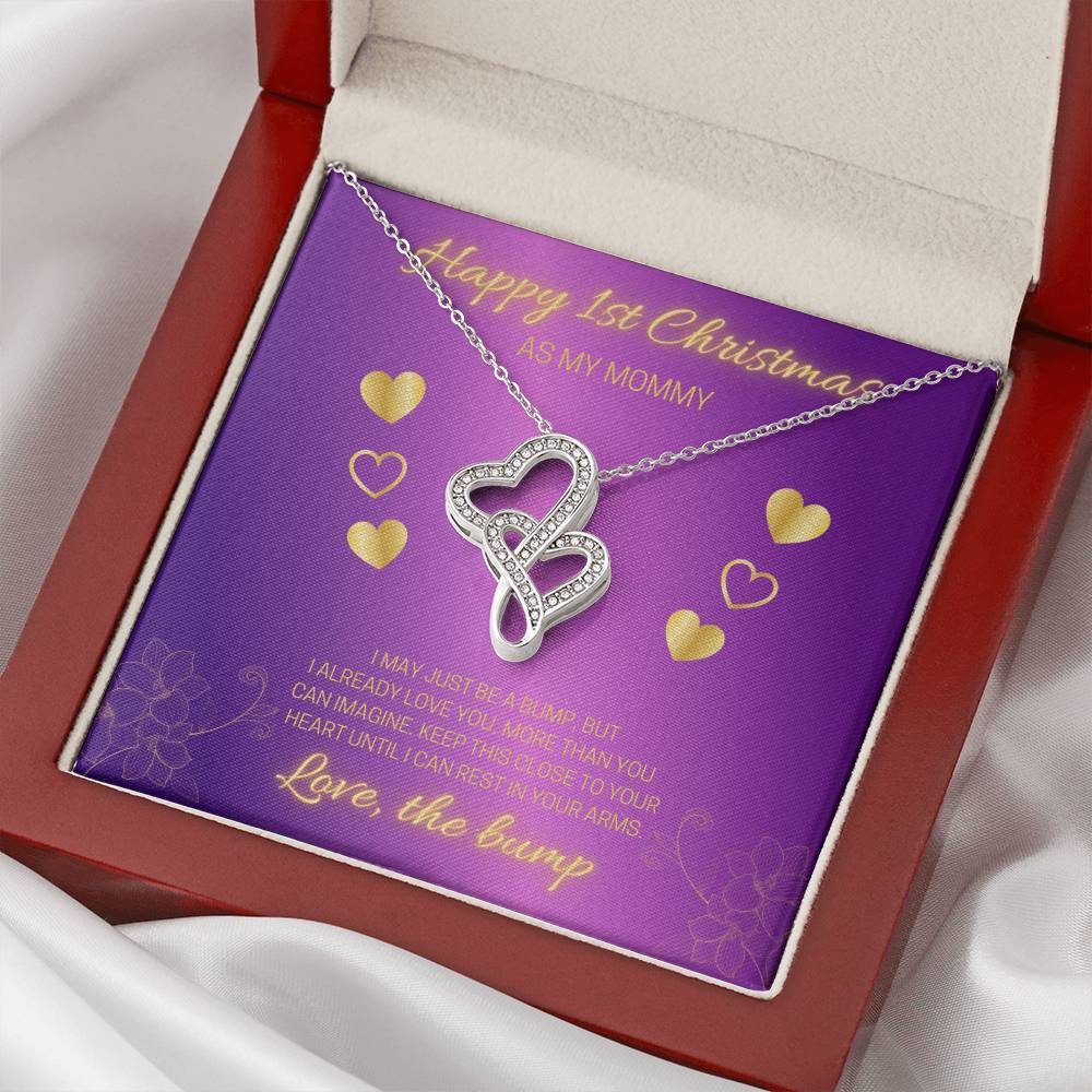 Happy 1St Christmas Purple Double Hearts Double Hearts Necklace