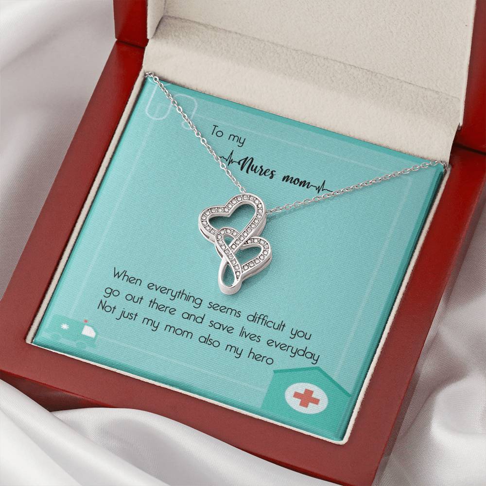 Nures Mom Gift Nures Necklace Double Hearts Necklace