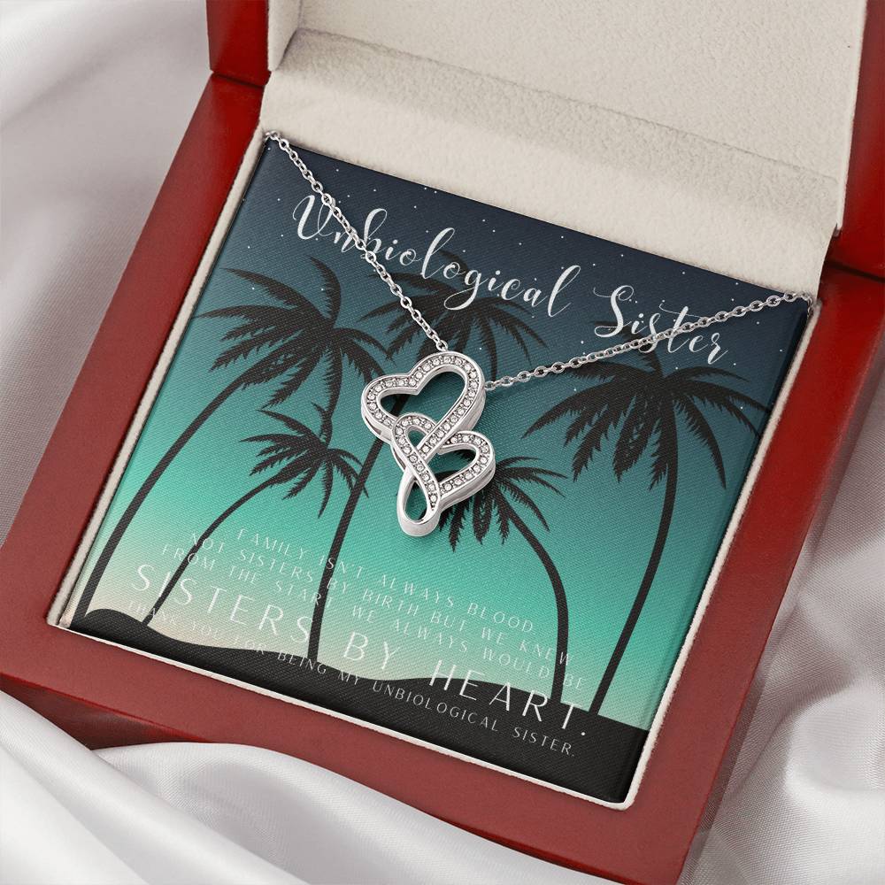 Unbiological Sister Necklace Unbiological Sister Gift Best Friend Necklace Big Little Sorority Soul Sister Bridesmaid Double Hearts Necklace