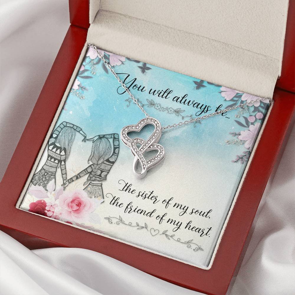 My Little Sister Two Hearts Necklace Loving Sister Gift Chain Funny Sister Present Double Hearts Necklace