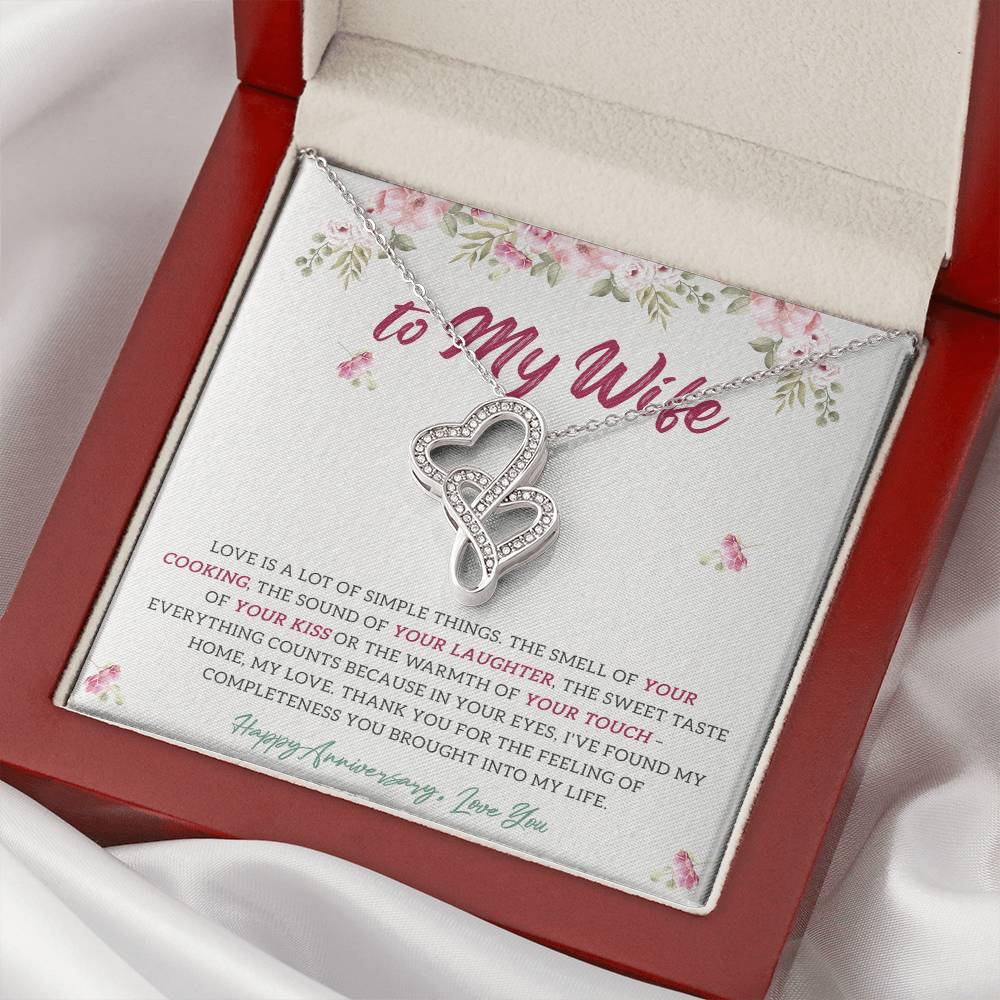 Love Is A Lot Of Simple Things - Wedding Anniversary Necklace Double Hearts Necklace