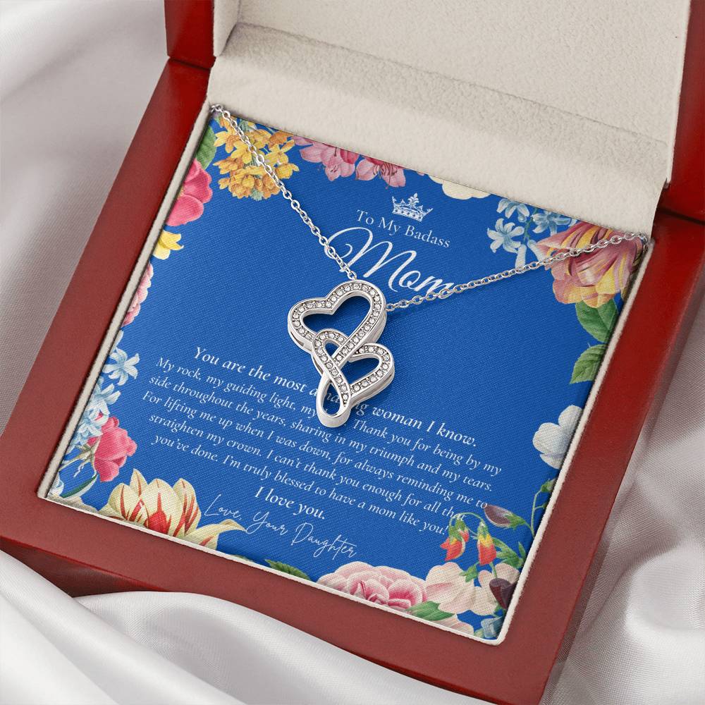 To My Badass Mom Necklace Badass Mom Gift Mother’S Day Gift Birthday Gift Gift From Daughter On Wedding Day Double Hearts Necklace