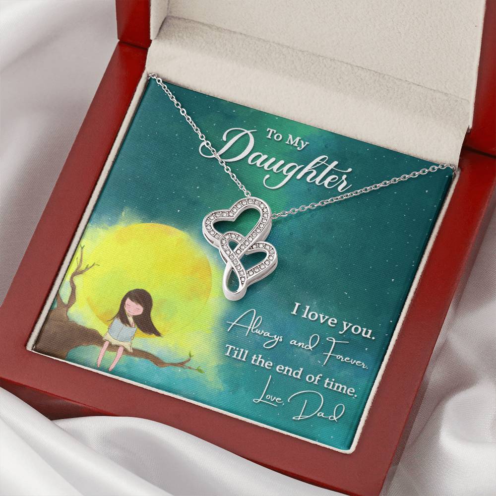 To My Daughter-Necklace For Gift Double Hearts Necklace