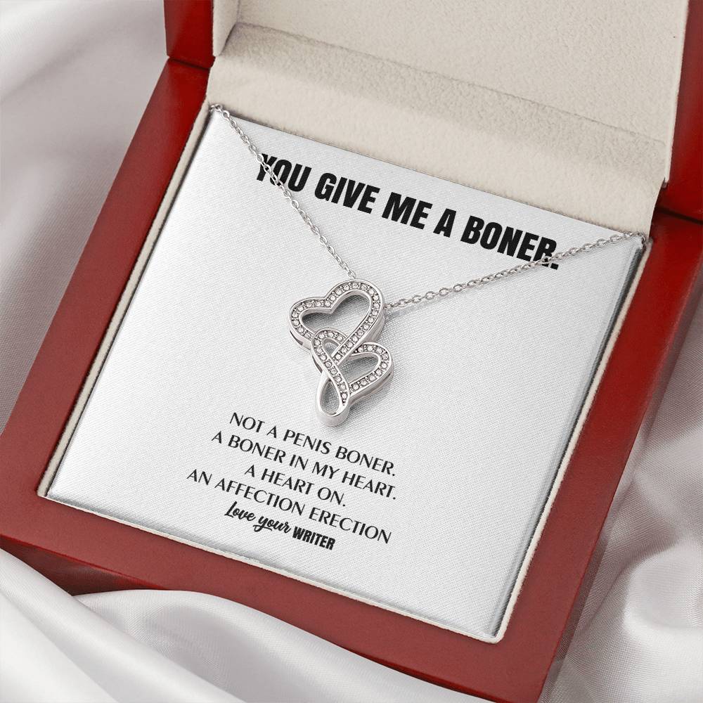 You Give Me A Heart Boner An Affection Erection Funny & Sarcastic Love For Her Mature Best Fu 4 Double Hearts Necklace