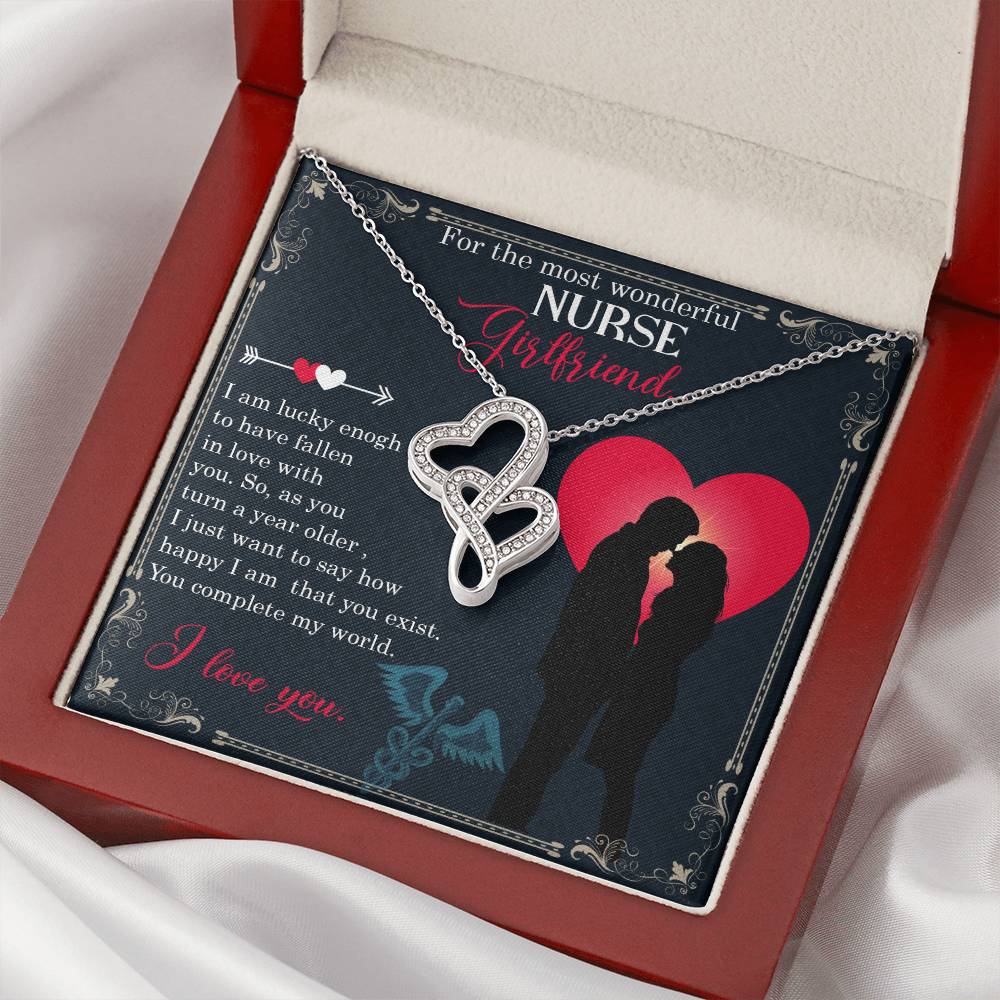 For The Most Wonderful Nurse Girlfriend - Double Hearts Necklace