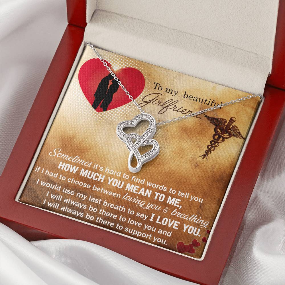 Nurse Girlfriend Necklace Christmas Necklace For Nurse Girlfriend Birthday Gift Anniversary Gifts For Nurse Girlfriend Double Hearts Necklace