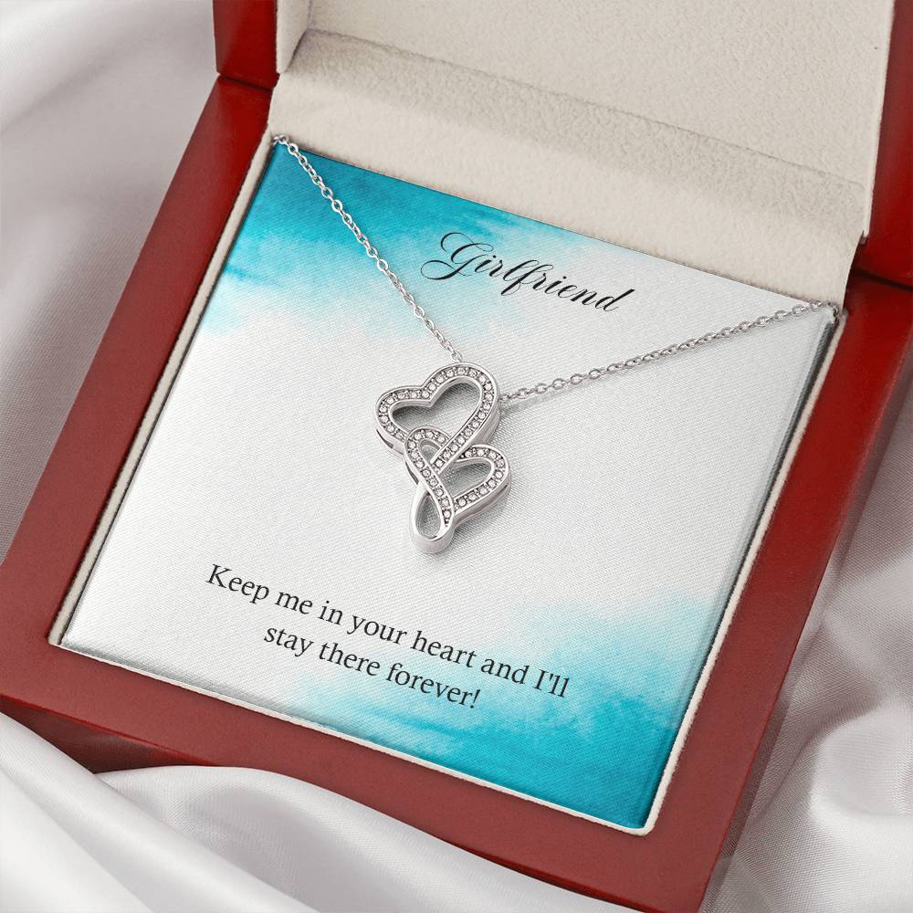 Girlfriend-Keep Me In Your Heart And I'll Stay There Forever! Double Hearts Necklace