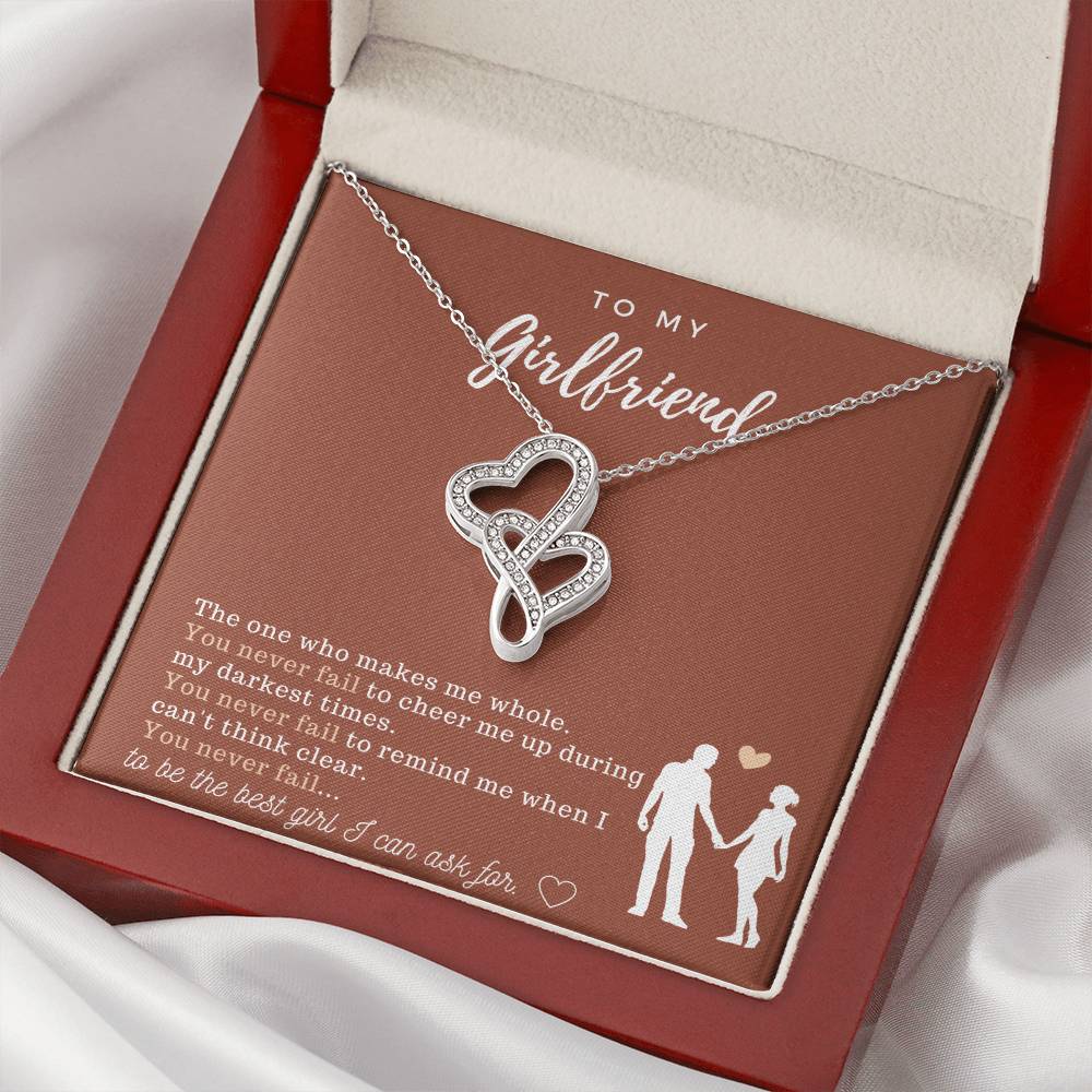 To My Girlfriend - The One Who Makes Me Whole - Necklace Double Hearts Necklace