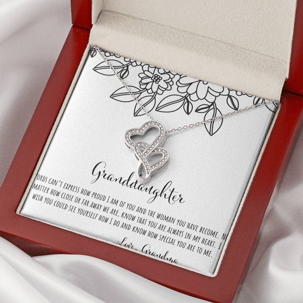 Words Can't Express How Proud I Am - White Double Hearts Necklace