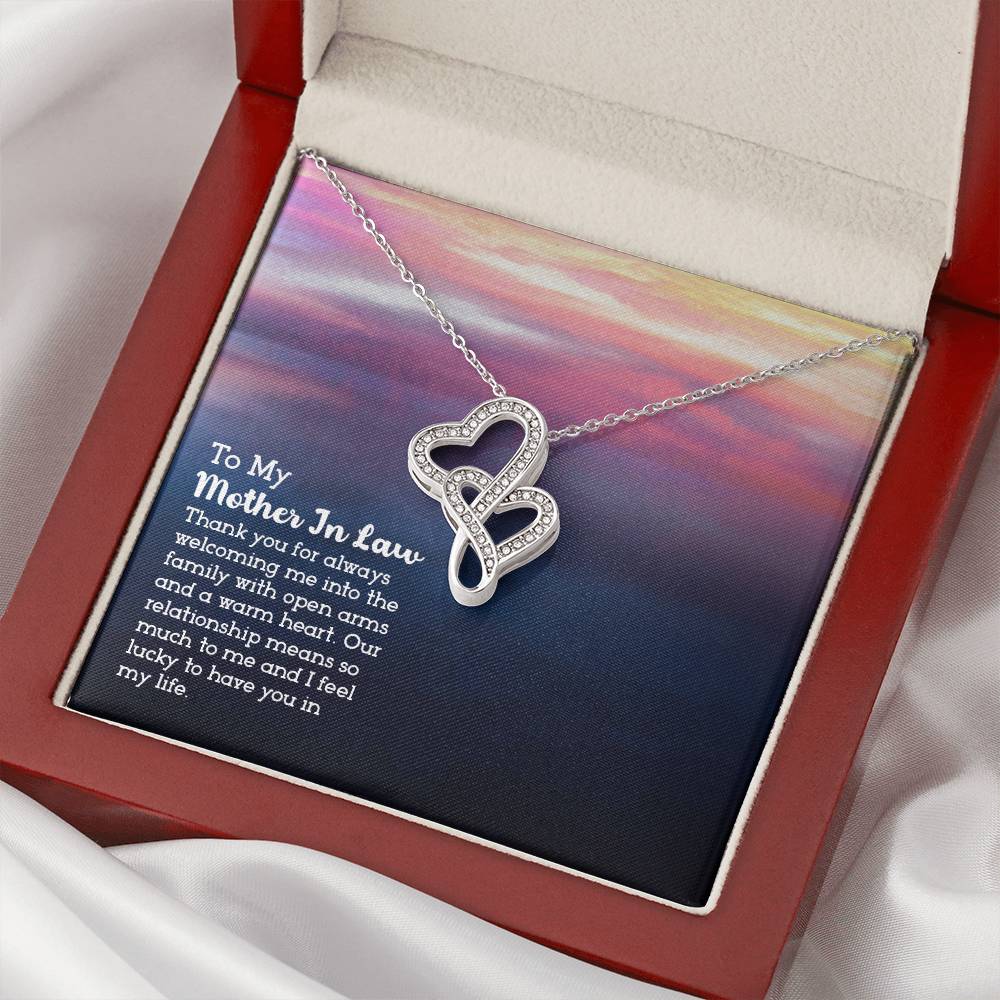 To My Mother-In-Law - Double Hearts Necklace