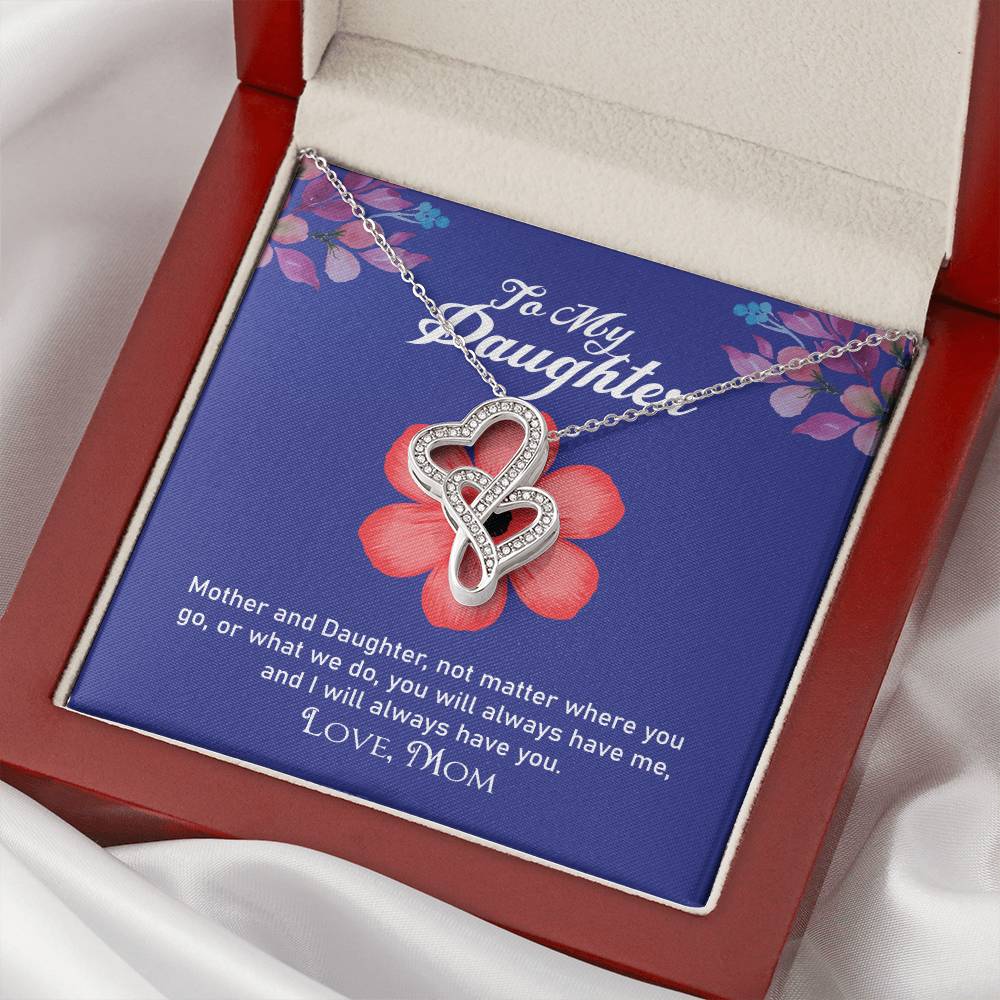 To My Daughter Necklace - Mom To Daughter Double Heart Necklace Gift - Mom And Daughter Always Remember Gift From Mom 1 Double Hearts Necklace