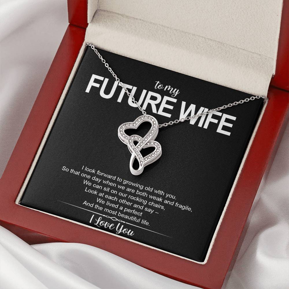 To My Future Wife - I Love You Message - Tmfw20 Double Hearts Necklace