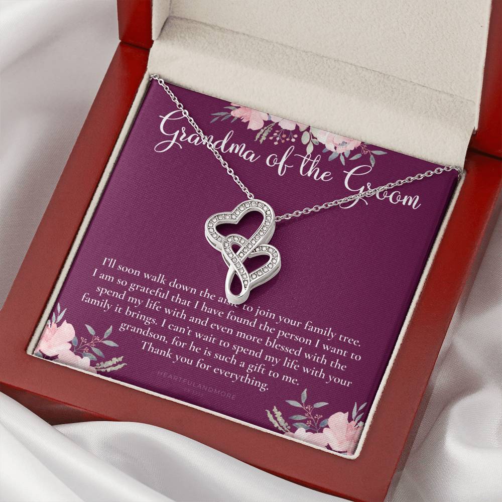 Grandmother Of The Groom Gift Necklace Grandma Wedding Gift Nana Bridal Shower Rehearsal Dinner Thank You Gift 1 Double Hearts Necklace