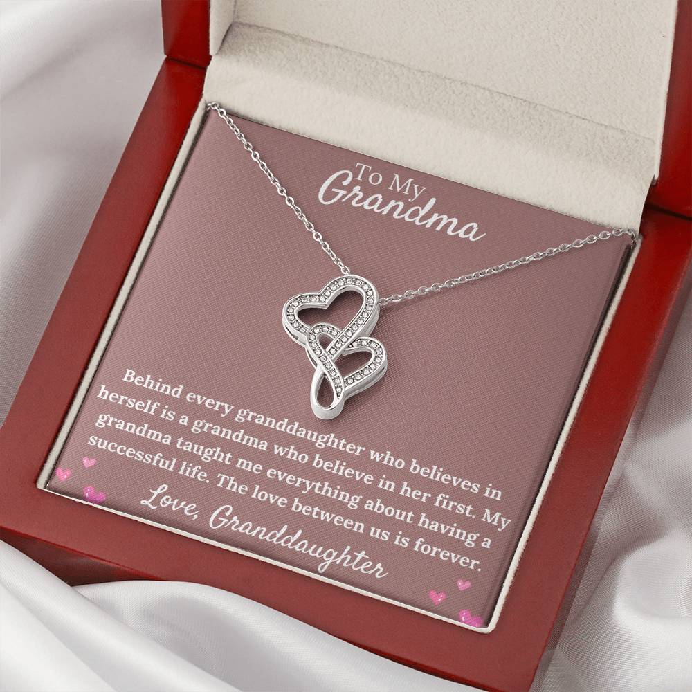 Gorgeous For Grandma Necklace Gift Double Hearts Necklace