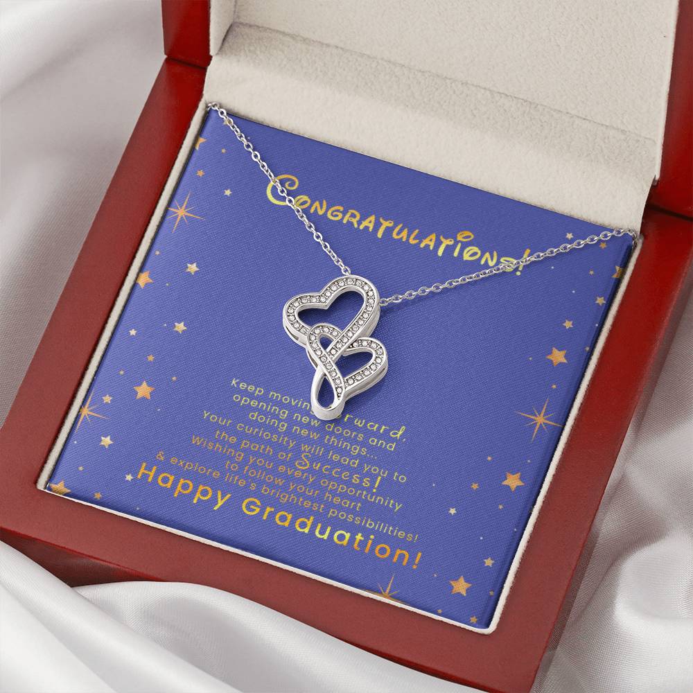 Happy Graduation Love Knot Necklace - Graduation Gift For Daughter - Graduation Necklace - Senior Class Congratulation 1 Double Hearts Necklace