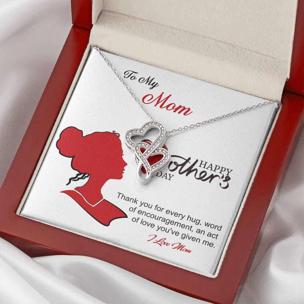 I Love Mom Mother - Necklace Double Hearts Necklace