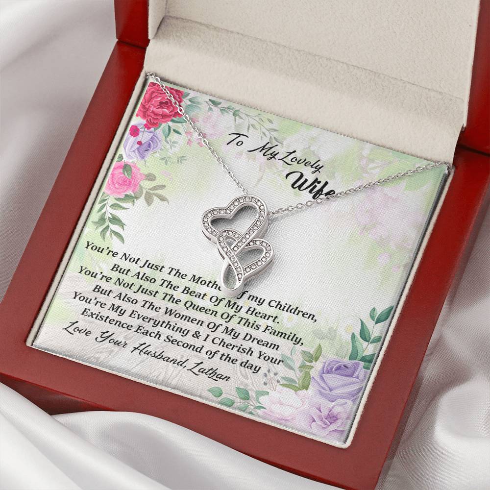 To My Love Wife Necklace - Love Your Husband Lathan - Love Your Husband Lathan - Wife Christmas Gift Wife Christmas G Double Hearts Necklace