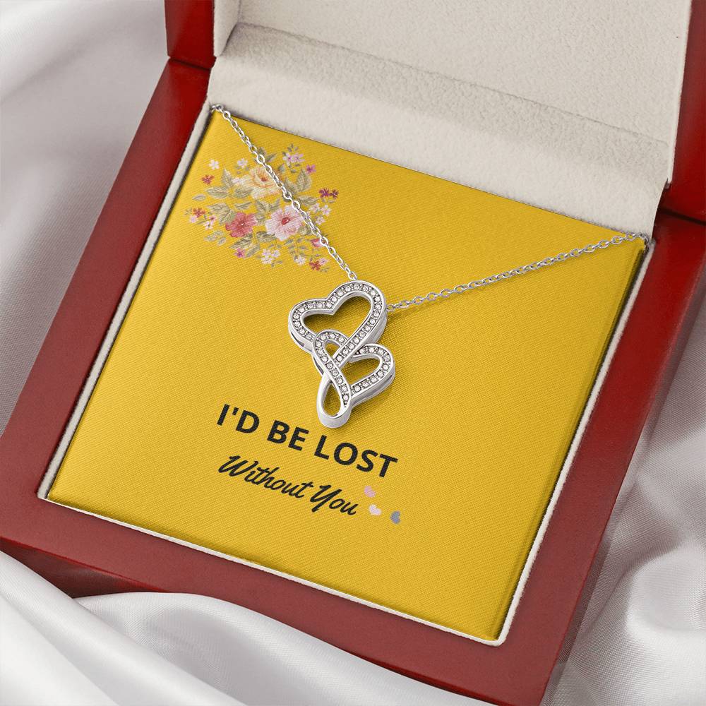 Necklace Gift For Girlfriend Or Wife Double Hearts Jewelry For Her I'd Be Lost Without You Romantic Gift Ideas For Ann Double Hearts Necklace