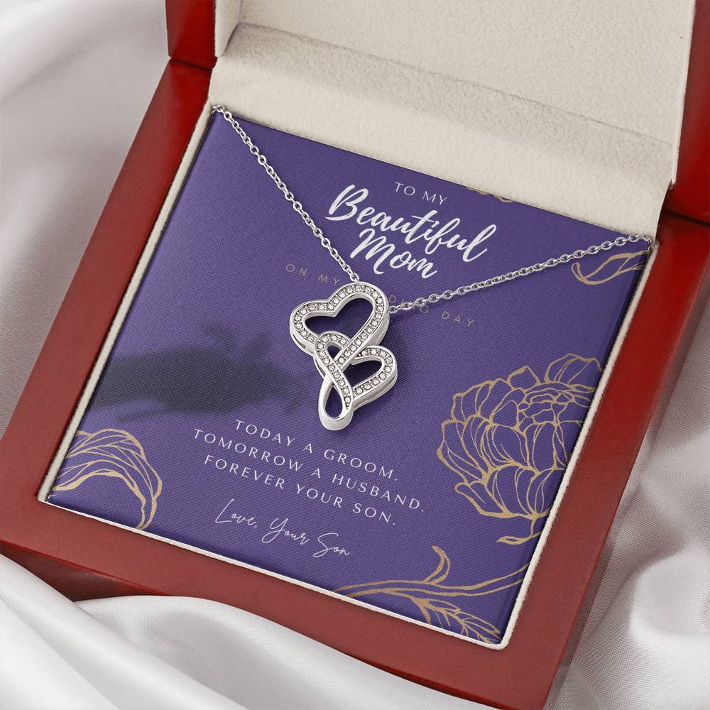 Mother Of The Groom Gift From Son Mom Wedding Gift From Son Wedding Gift From Groom To Mom Necklace Gift For Mom We 3 Double Hearts Necklace