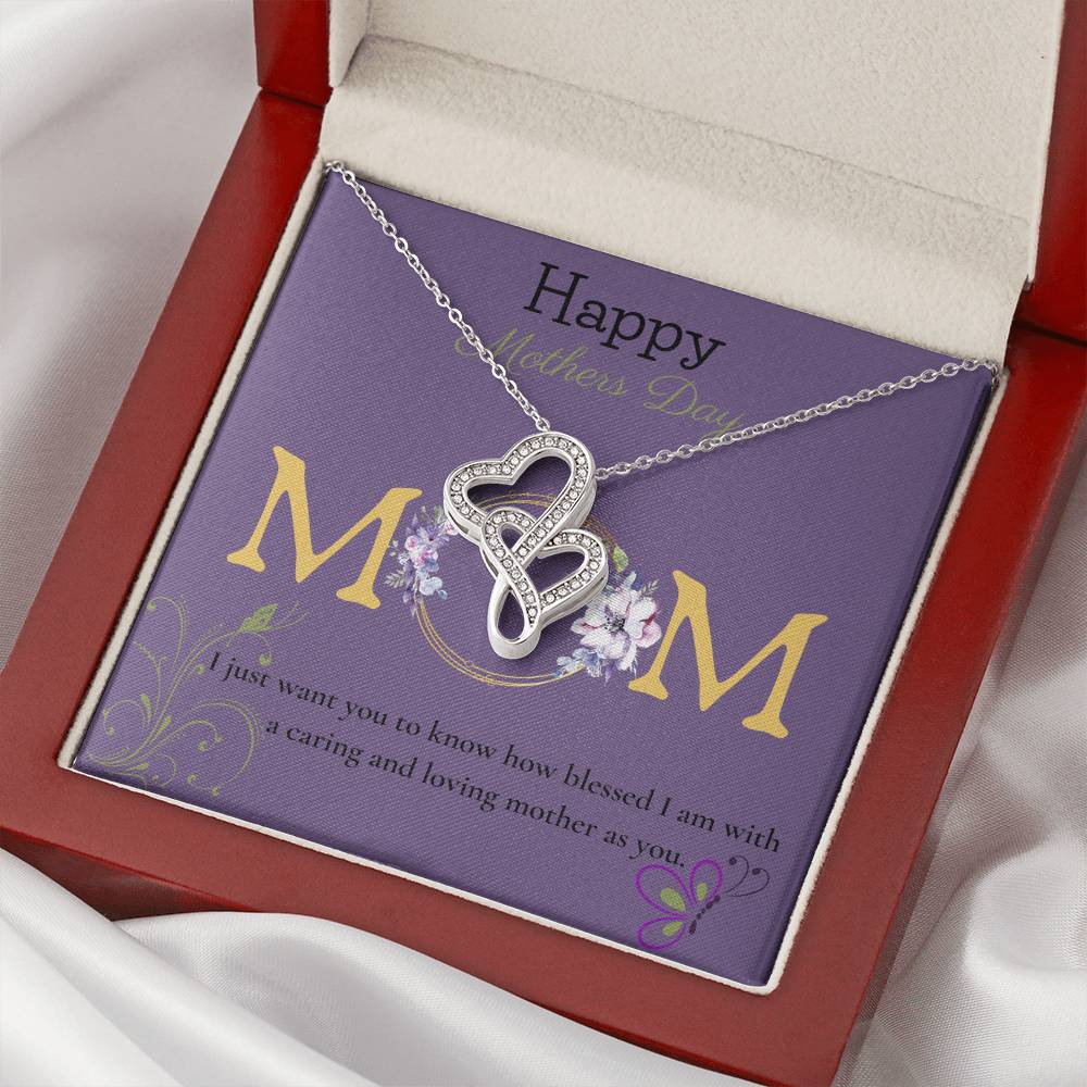 Mom ! Gift Set For Mother's Day. Double Hearts Necklace