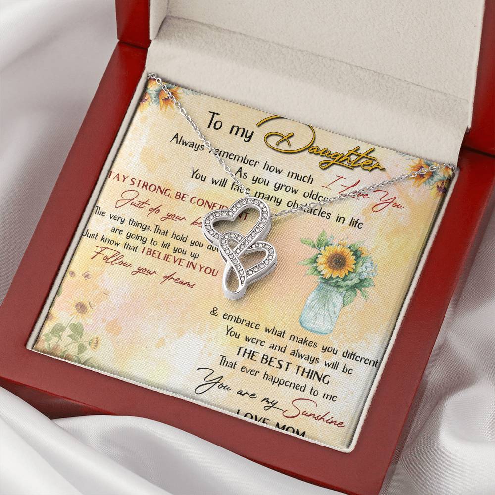 To My Daughter Gift From Mom Forever Love Necklace - Meaningful Necklace For Daughter - Mother To Daughter Birthday Gi Double Hearts Necklace
