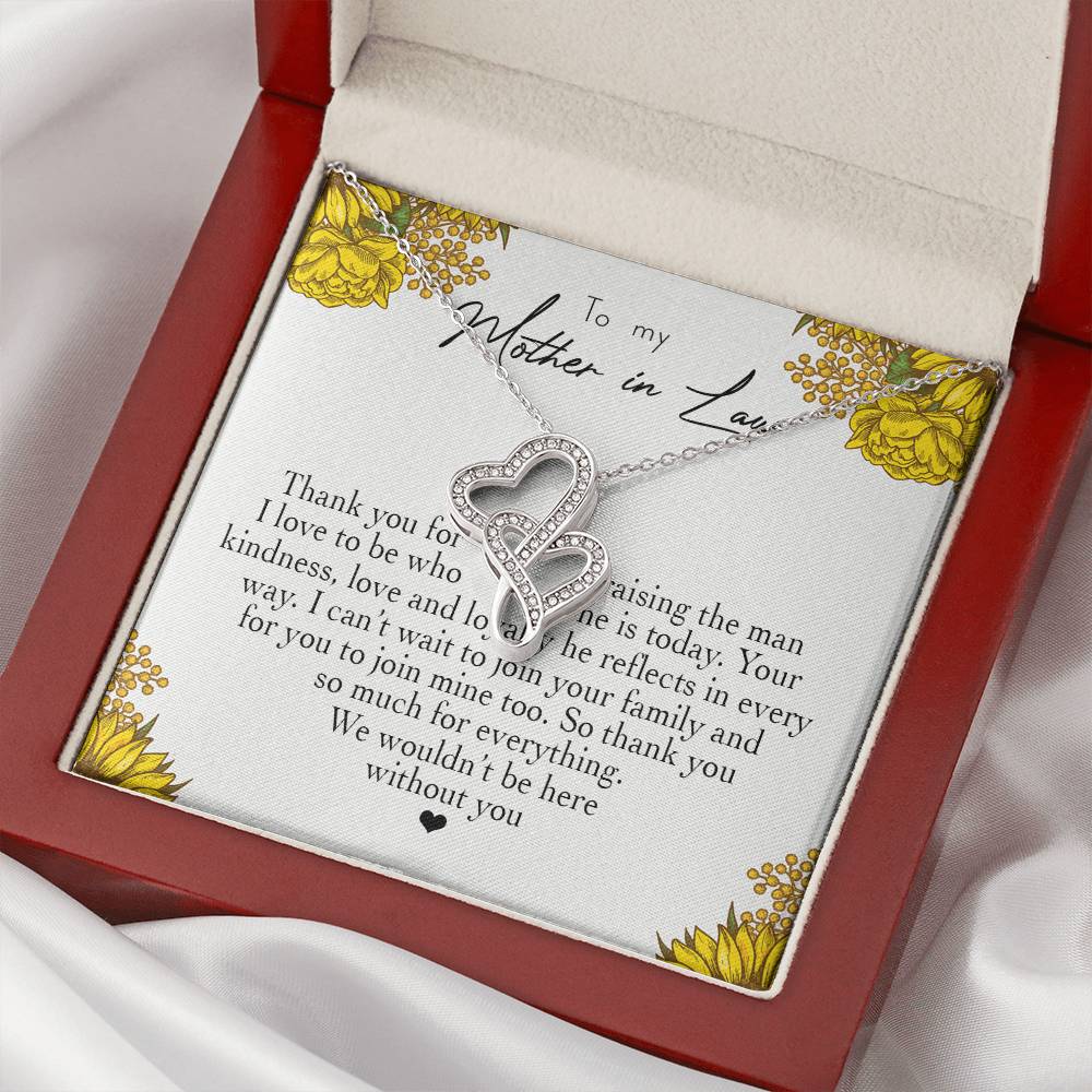 To My Mother In Law Thank You For Raising The Man I Love Double Hearts Necklace