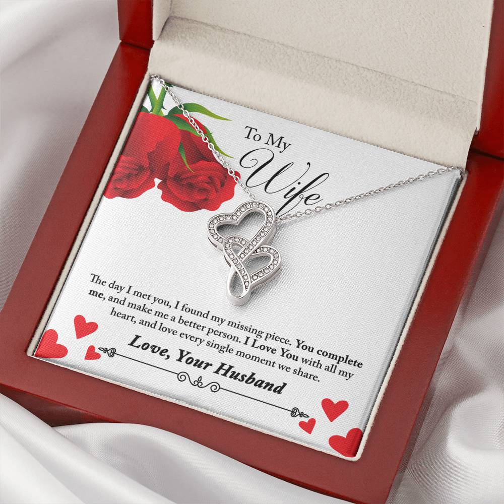 To My Wife Double Hearts Necklace