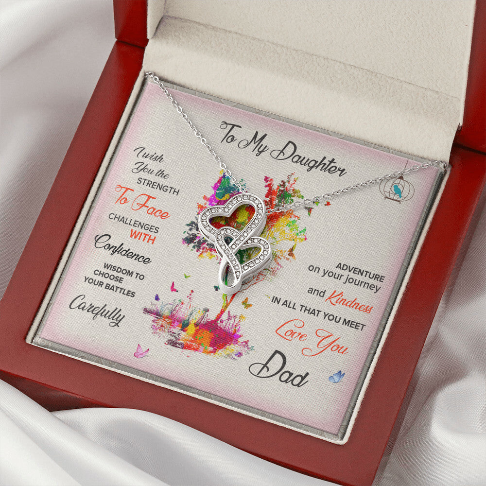 To My Daughter Never Forget I Love You Necklace - To My Daughter Necklace - Father Daughter Necklace - Father To Daugh 1 Double Hearts Necklace